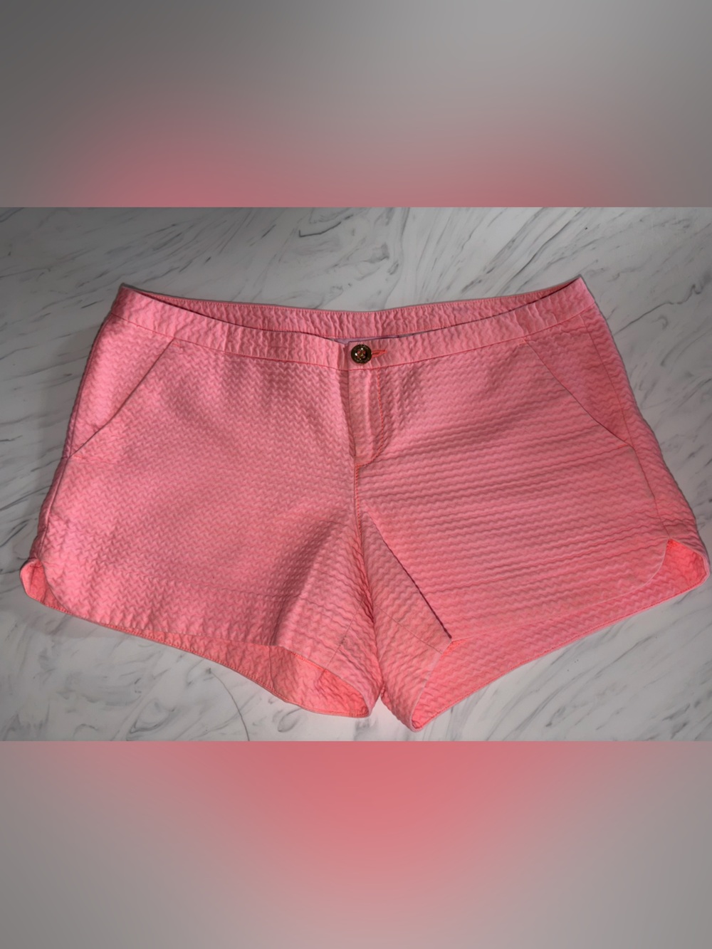 Lilly pulitzer shorts solid cantaloupe pink cotton textured ribbed adie beach 4